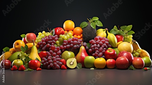 Assorted fruits on isolated background
