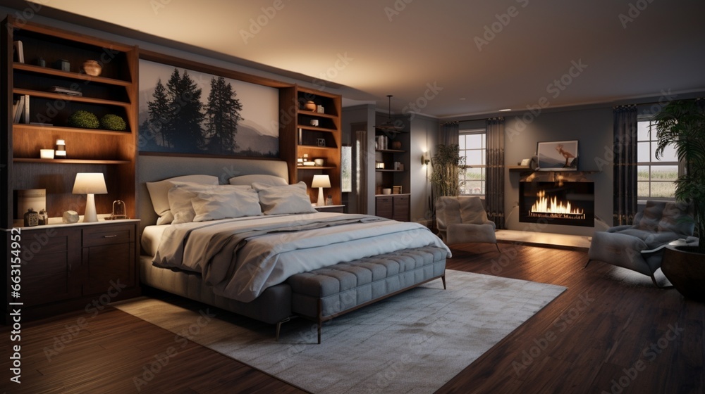 bedroom remodel with integrated technology for adjustable lighting, temperature, and entertainment, ensuring personalized comfort