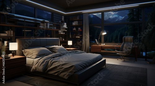 bedroom remodel with customizable lighting scenes and integrated sleep tracking technology to optimize rest