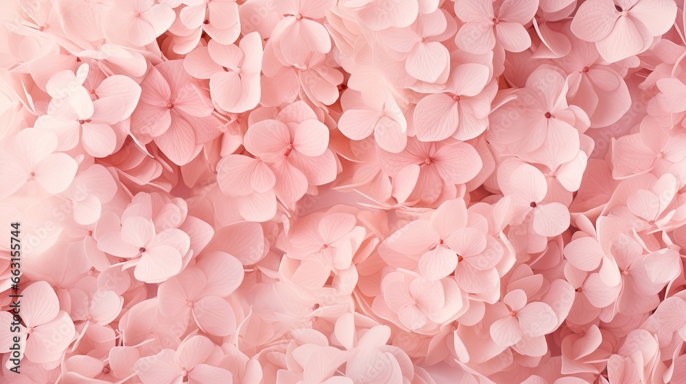 Obraz premium Watercolor hydrangea flower background for wedding invitation card background. Floral peach background wallpaper.