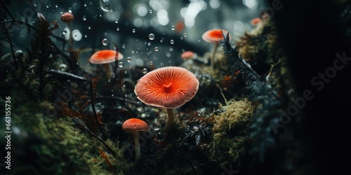 A image of a big mushrooms in the forest, AI Generative
