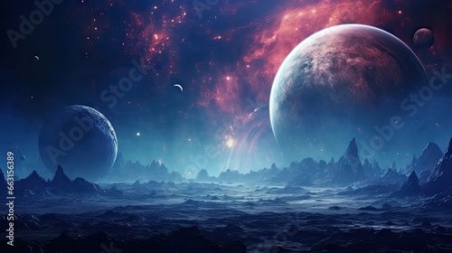 Unexplored planets of faraway space. Deep space image, science fiction fantasy in high resolution ideal for wallpaper and print. Elements of this image furnished by NASA