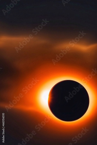 solar eclipse on the back sky background 