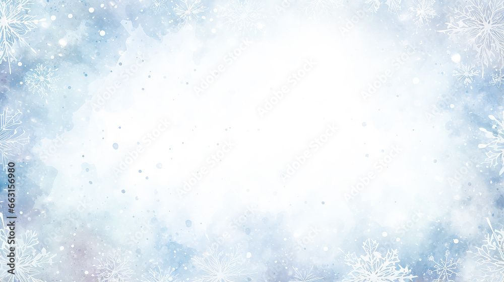 white background, snow blurred, snowflakes empty copy space, blank winter christmas letter postcard design