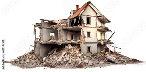 Demolished house illustration transparent isolated on white background cutout. PNG file ,artwork graphic design