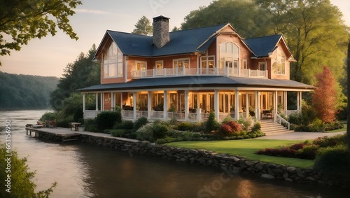 A dream house situated along a serene river © Visual Aurora