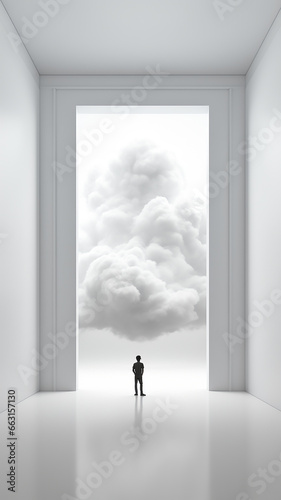 vertical background abstract man in the clouds, the concept of soul faith god dream psychology