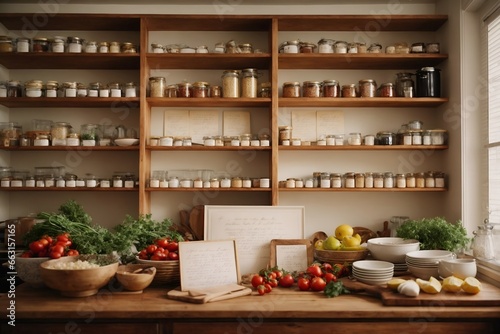 Family recipes displayed on kitchen shelves © Visual Aurora