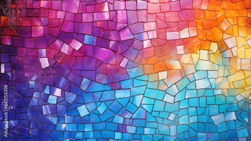 Colorful mosaic wall texture background. Abstract background with copy space.