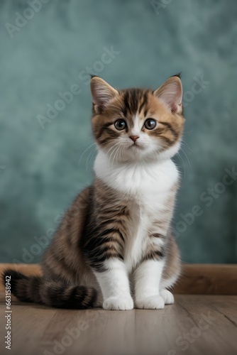 A picture of a cute munchkin kitten.the sitting figure of a cat. Generative AI