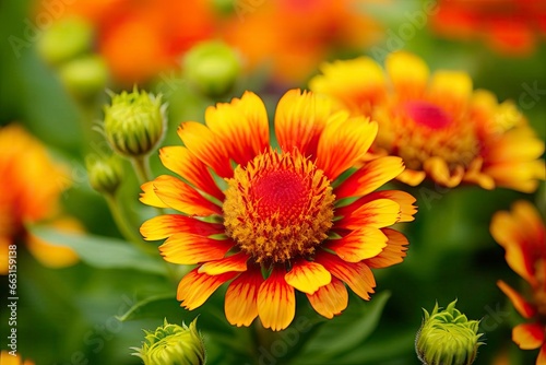 Gaillardia or Blanket Flower. Bright and Colorful Shades of Warm Tones.