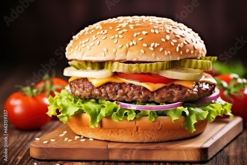 hamburger on a black background © ABULKALAM