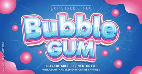 Bubblegum Text Style Effect. Editable Graphic Text Template.