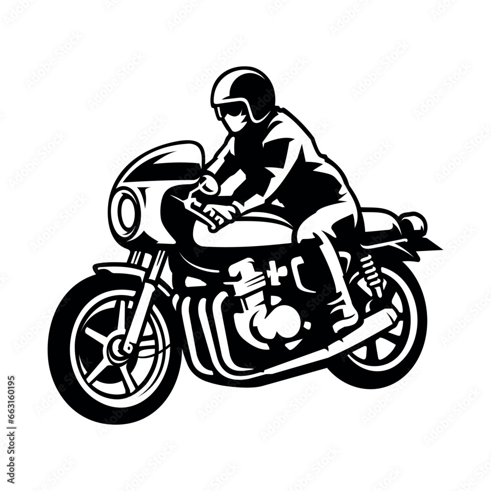 Fototapeta premium Motorcycle and Biker Silhouette Illustration Vector
