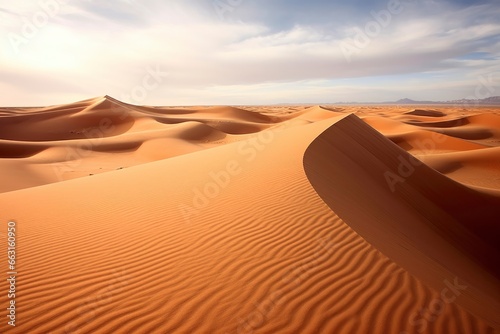 Rolling orange sand dunes and sand ripples.