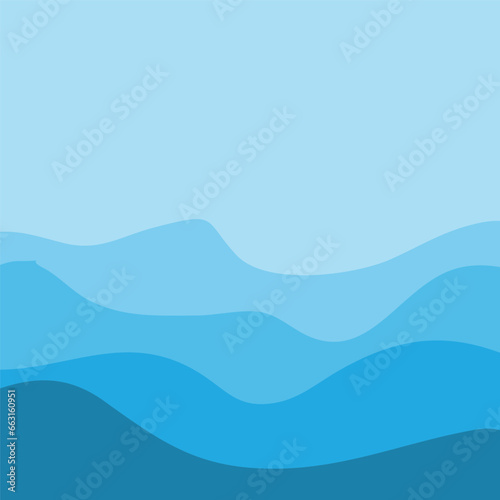 Water Wave Background Design, Abstract Vector Blue Ocean Walpaper Template