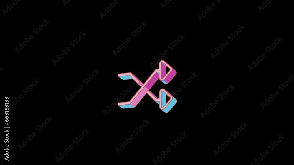 Bright random icon is jumping merrily. Retro style. Alpha channel black. Looped from frame 120 to 240, Alpha BW at the end