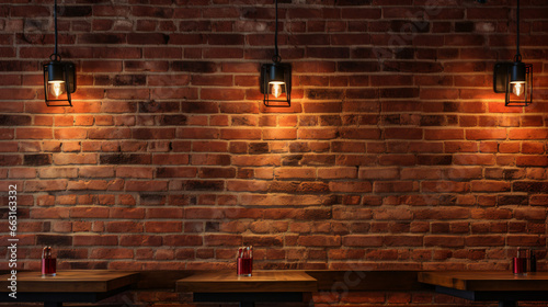 Red brick wall restaurant light
