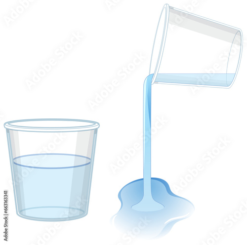 Isolated Cartoon Illustration of a Glass of Water