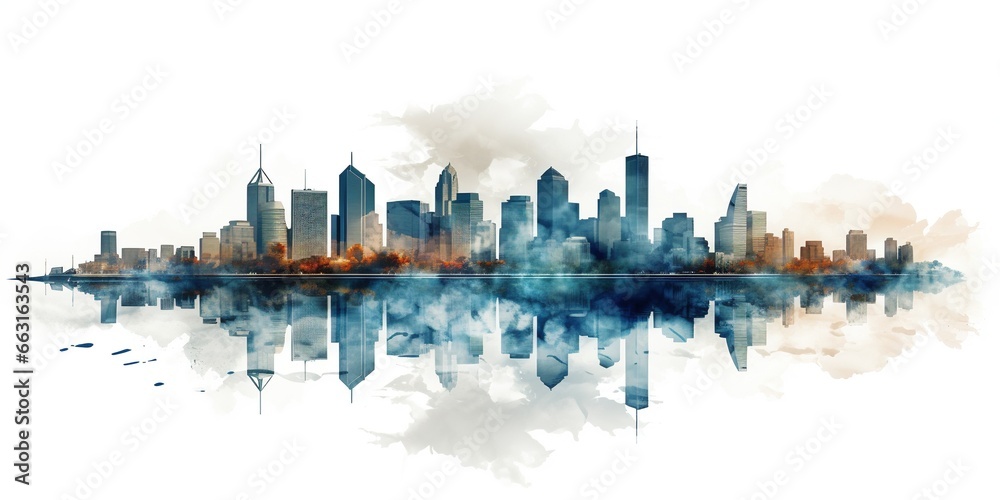 City skyscrapers, city skyline, transparent background
