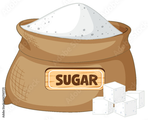 Sugar in Burlap Sack with Wooden Sign Banner