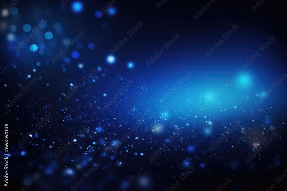 abstract blue background with bokeh defocused lights and stars, Dark blue and glow particle abstract background, AI Generated