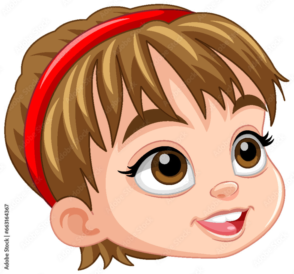 Cute girl face cartoon wearing hair band isolated Cute girl face cartoon wearing hair band isolated