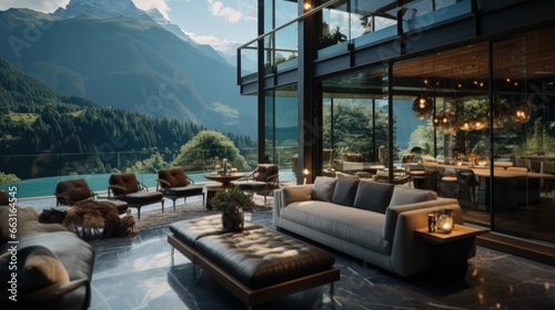 Luxury hotel in the mountains with the beautiful view. photo