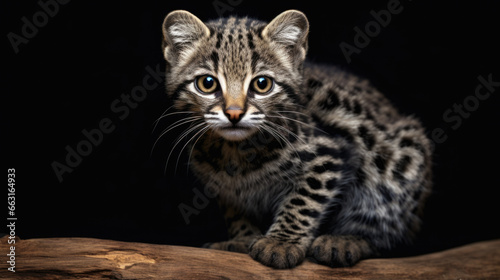 Print op canvas Geoffroy's cat, Leopardus geoffroyi, a wild cat native to South America on a branch against abstract background
