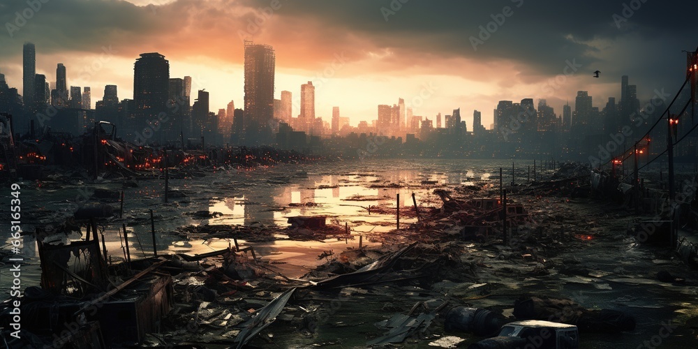 Post - apocalyptic ruined city Post - apocalyptic ruined city