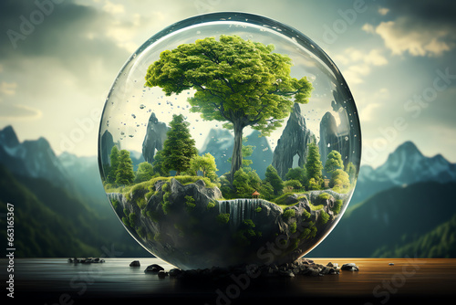 Sustainability nature environment in crystal ball, global warming save the earth © Pemika