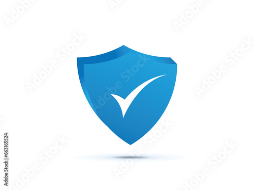 3D Rendering Icon Safety Shield Check Mark Perspective