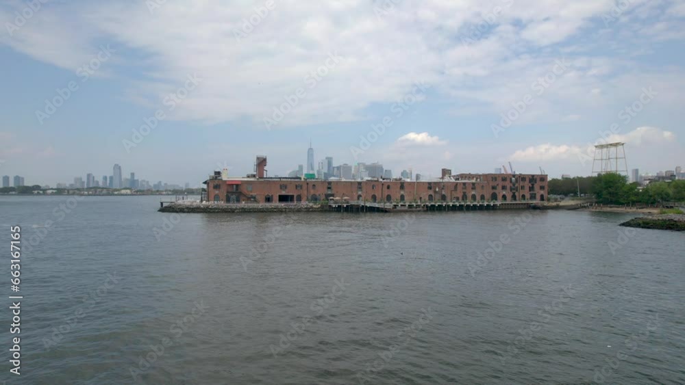 New York City Skyline Revealed Behind Brooklyn Warehouse 4k New York City Skyline Revealed Behind Brooklyn Warehouse 4k