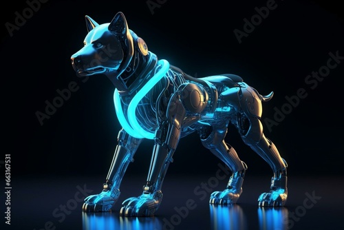 A futuristic canine or pet with cybernetic enhancements, featuring a glowing light. Generative AI photo