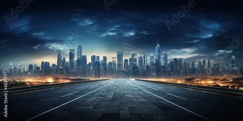 Empty road with city background. © Coosh448