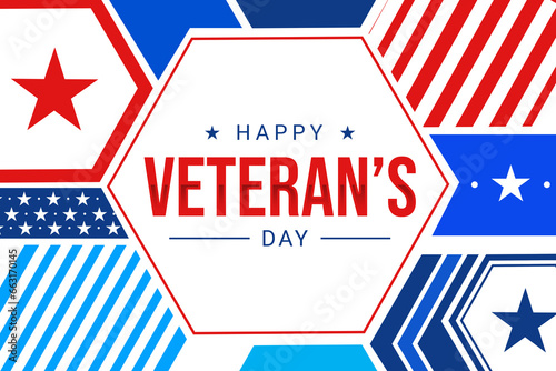 Veterans day template background. Celebrated in United States on November 11. Modern patriotic backdrop