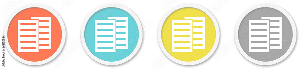 Dokumente Icon - Symbol auf 4 runden Buttons Dokumente Icon - Symbol auf 4 runden Buttons