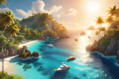 beach with palm trees