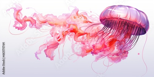 Jellyfish watercolor isolated on transparent background cutout