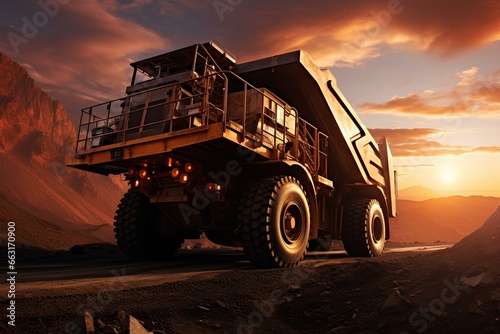 Dump truck at a coal mining quarry.