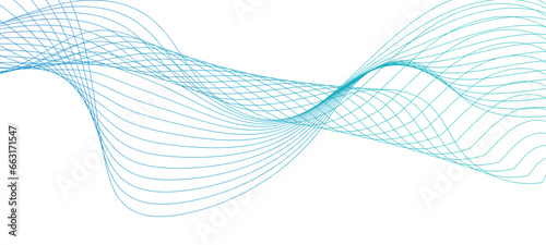 Vector 3d echo audio wavefrom spectrum. Abstract music waves oscillation graph. Futuristic sound wave visualization. Blue flowing wave line impulse pattern on white. Synthetic music technology sample.