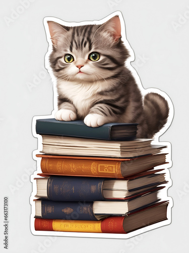 A Cat sitting on a pile of books on Generative ai