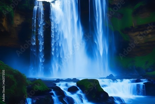 A Beautiful Waterfall Scene With Vivid Colors and Peaceful Atmosphere  Generative Art 