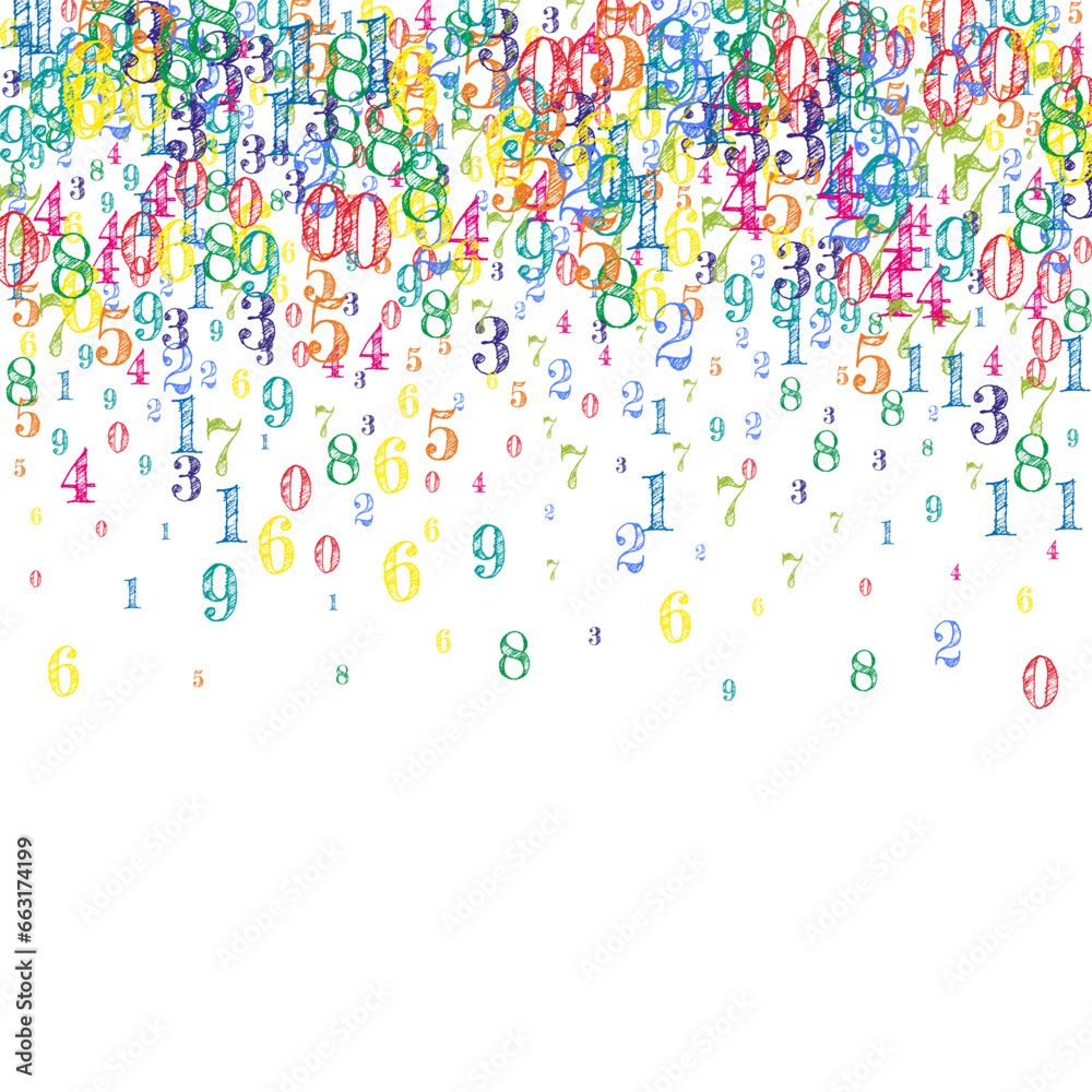 Flying colorful digits and numbers. School math Flying colorful digits and numbers. School math