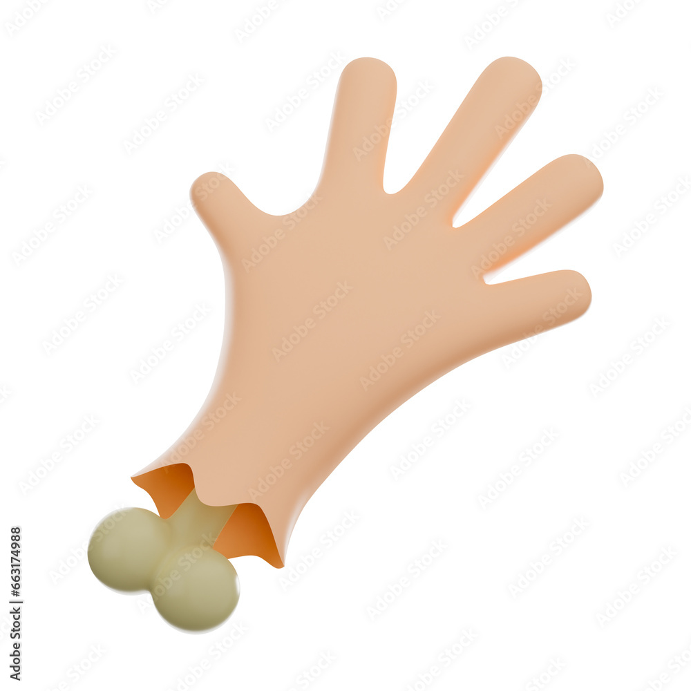 Premium cut hand Halloween icon 3d rendering on isolated background Premium cut hand Halloween icon 3d rendering on isolated background