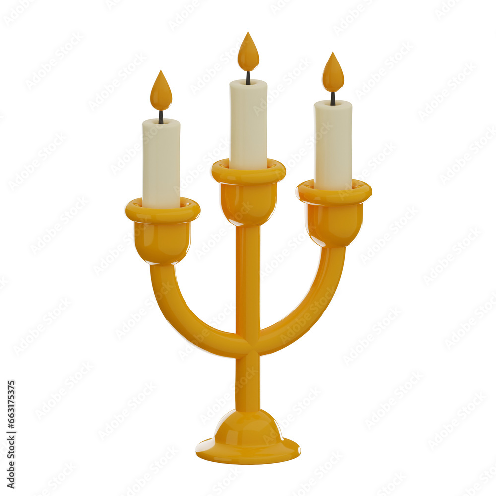 Premium candelabra Halloween icon 3d rendering on isolated background transparent PNG