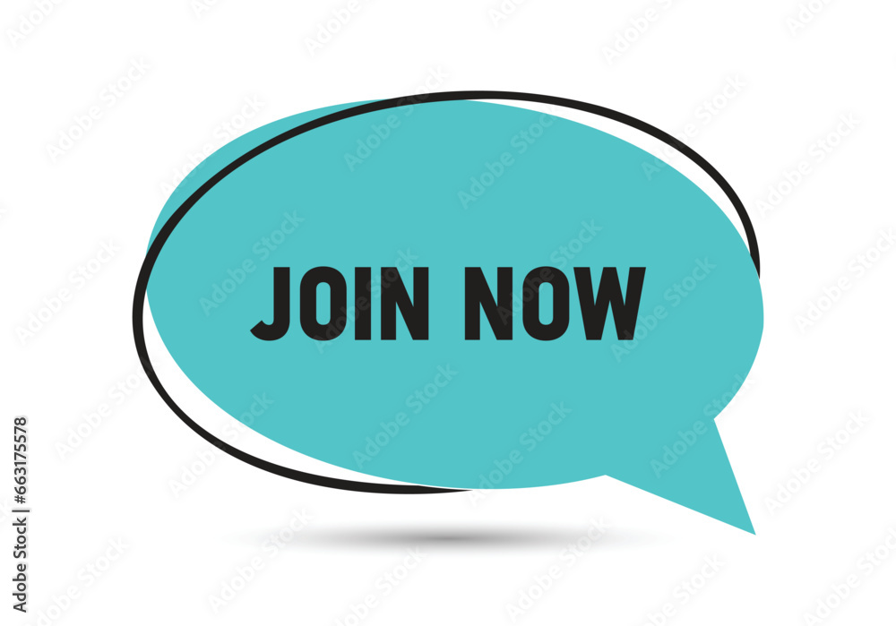 Join now speech bubble text. Hi There on bright color for Sticker, Banner and Poster. vector illustration. Join now speech bubble text. Hi There on bright color for Sticker, Banner and Poster. vector illustration.