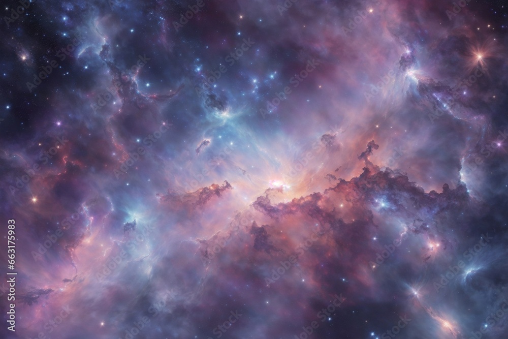 Naklejka premium Abstract cosmos background with nebulae and galaxies