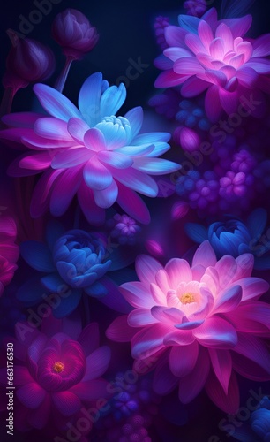 pink and blue flowers