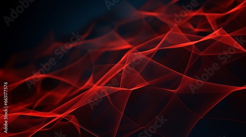 Photo of abstract artwork with vibrant red and blue lines on a dark background